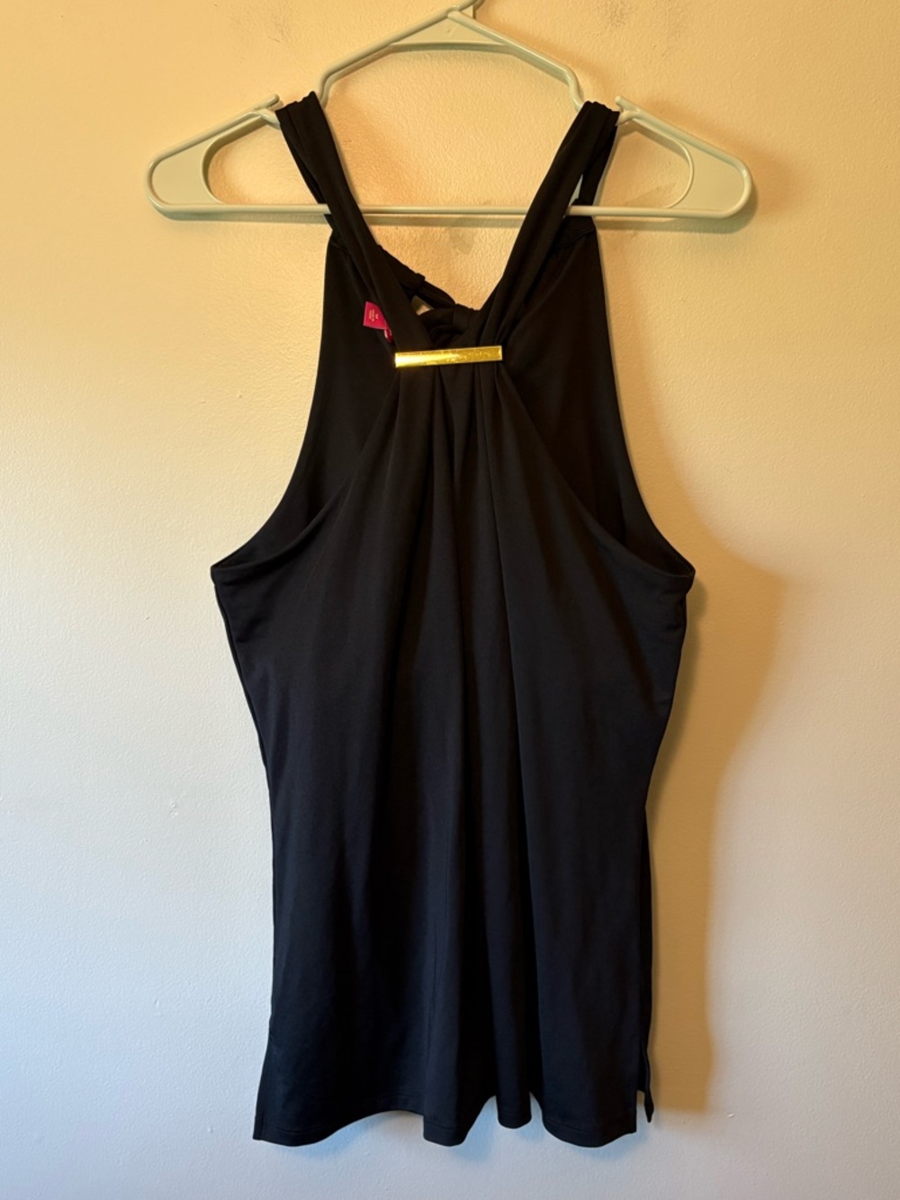 Trina Turk x INC Black Sleeveless Halter Top with Back Detail, Size Medium